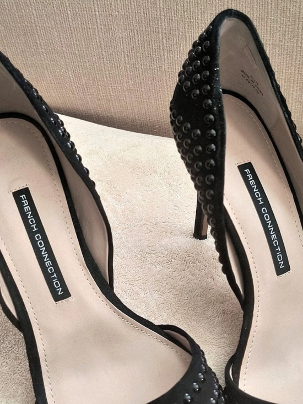 French Connection Studded Pointed-Toe Heels in Black